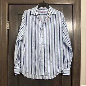 Robert Graham Men’s blue‎ striped button down shirt M
